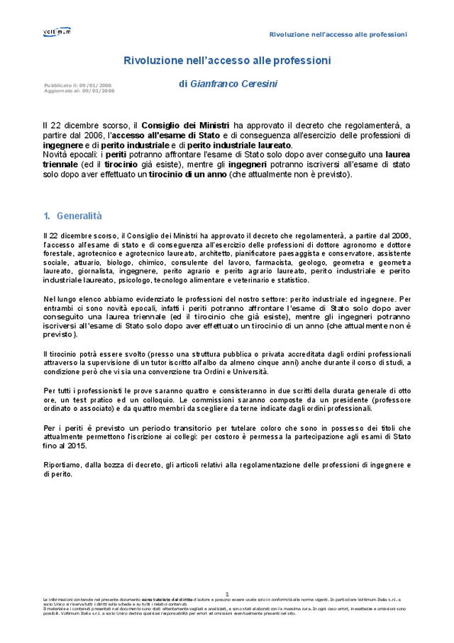Rivoluzione nell\'accesso alle professioni