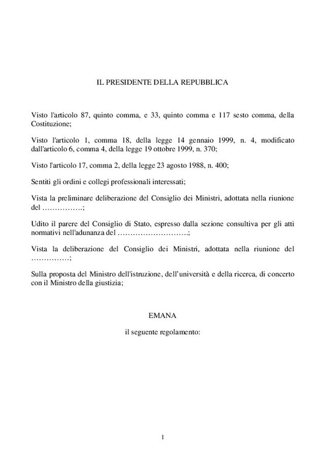 Schema del decreto