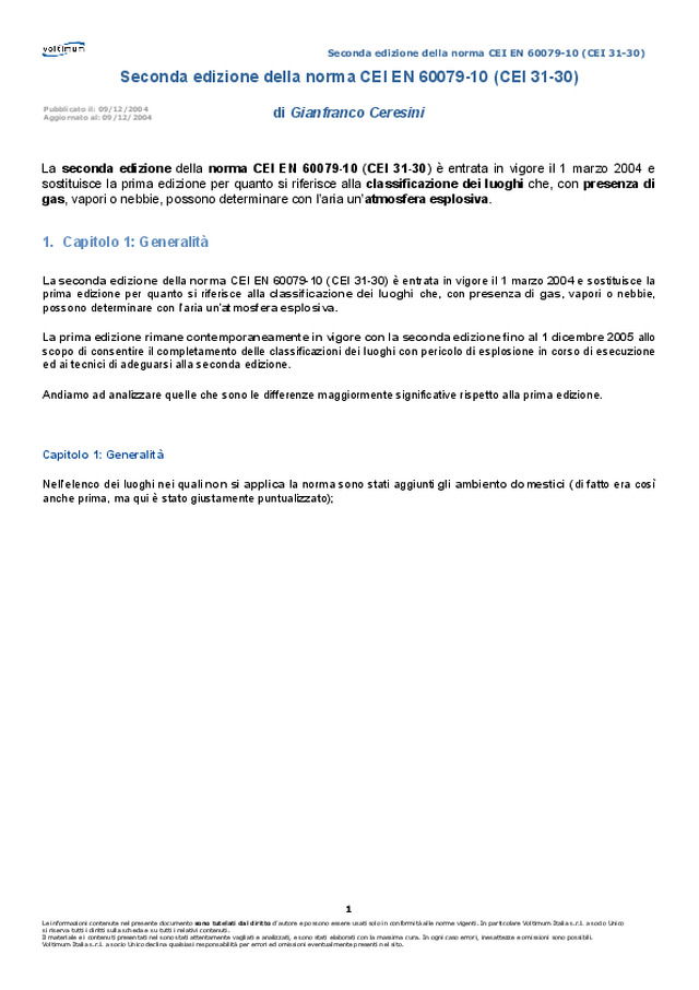 Seconda edizione della norma CEI EN 60079-10 (CEI 31-30)