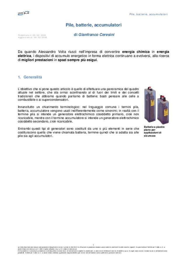 Pile, batterie, accumulatori