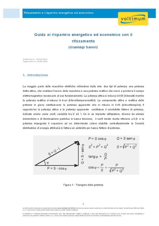 Guida ai risparmio energetico ed economico con il rifasamento