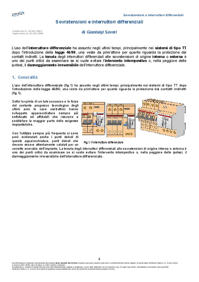 Sovratensioni e interruttori differenziali