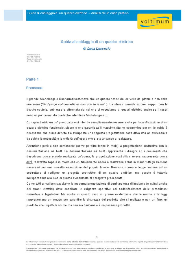 Guida al cablaggio di un quadro elettrico