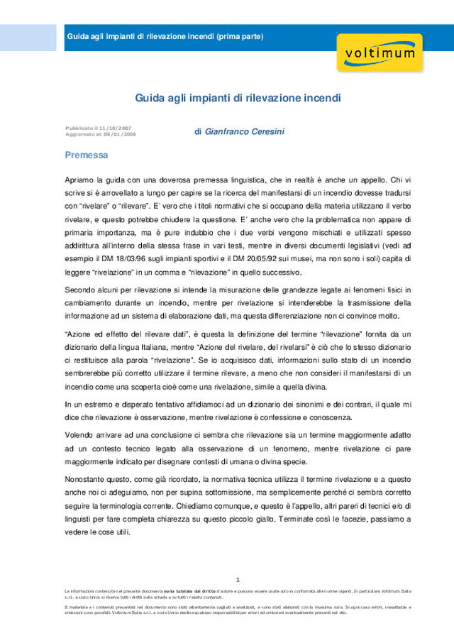 Guida agli impianti di rivelazione incendi (prima parte)