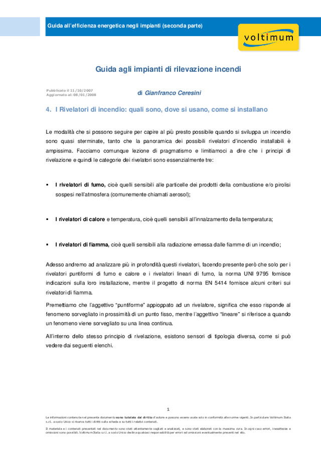 Guida agli impianti di rivelazione incendi (seconda parte)