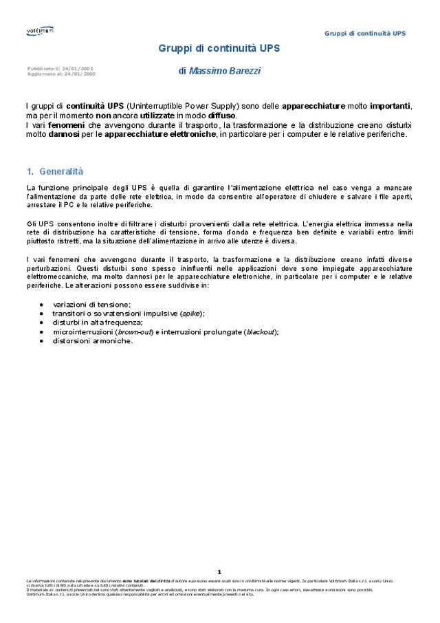 Gruppi di continuità UPS