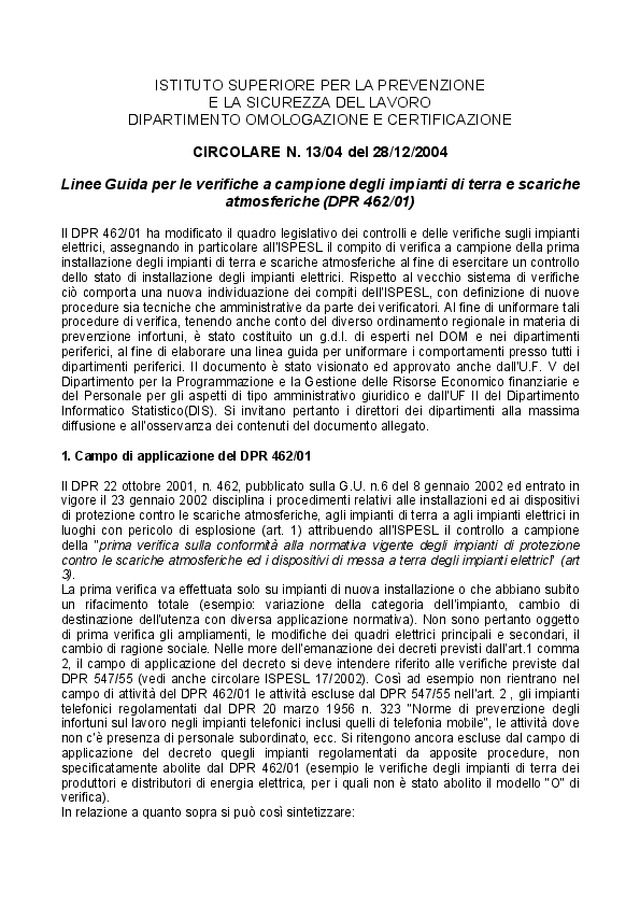 Testo Circolare ISPESL 13/2004