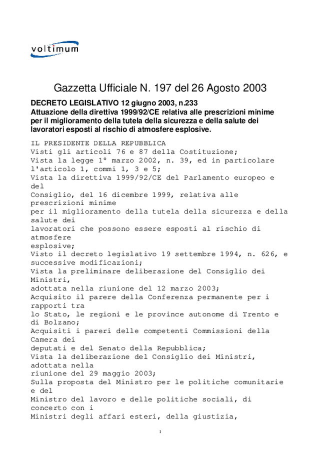 Decreto Legislativo 12 giugno 2003, n. 233