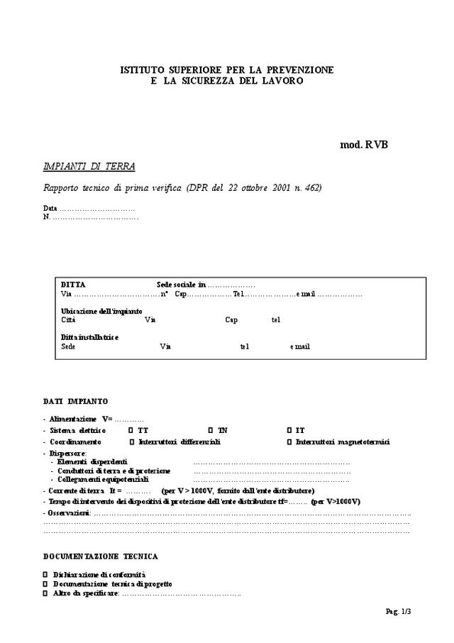 Modello RVB - Impianti di terra