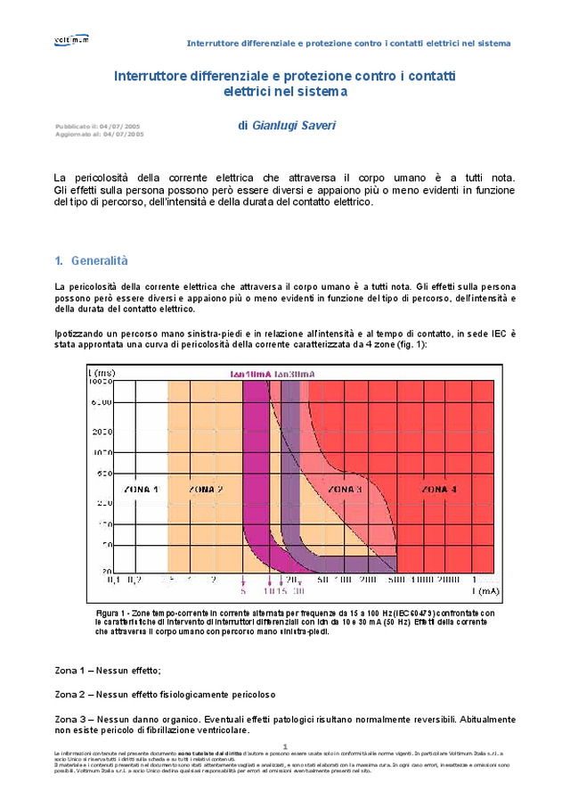 Interruttore differenziale e protezione contro i contatti elettrici nel sistema