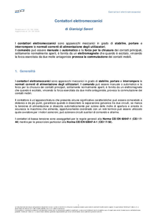 Contattori elettromeccanici