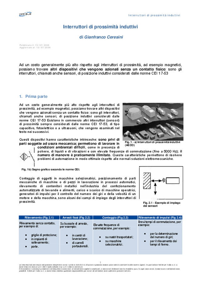 Interruttori di prossimità induttivi