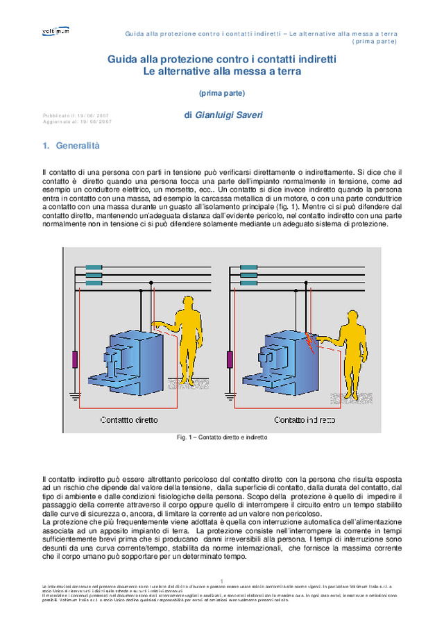 Guida alla protezione contro i contatti indiretti - Alternative messa a terra 1a