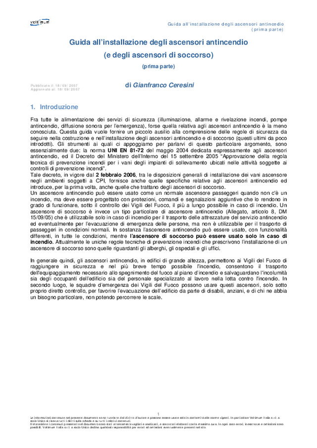Guida ascensori (prima parte)