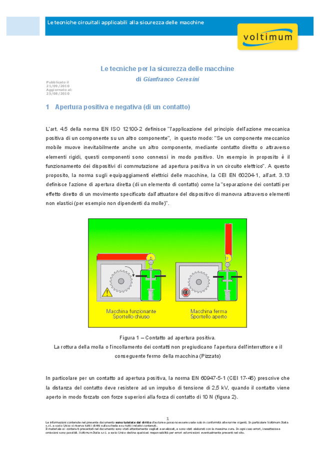 Le tecniche circuitali applicabili alla sicurezza delle macchine