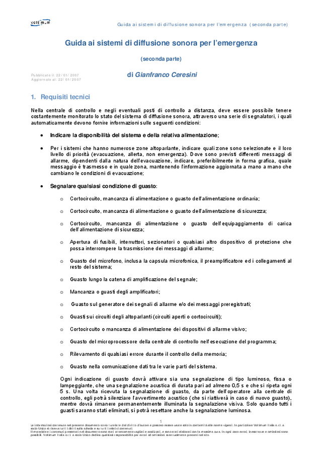 Guida ai sistemi di diffusione sonora per l’emergenza (seconda parte)