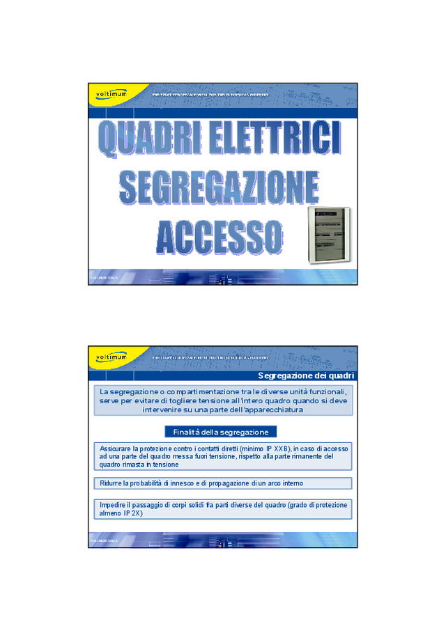 Quadri elettrici segregazione accesso