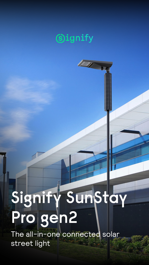 Signify amplia il portafoglio di prodotti professionali con nuovi apparecchi connessi per l’illuminazione solare stradale 