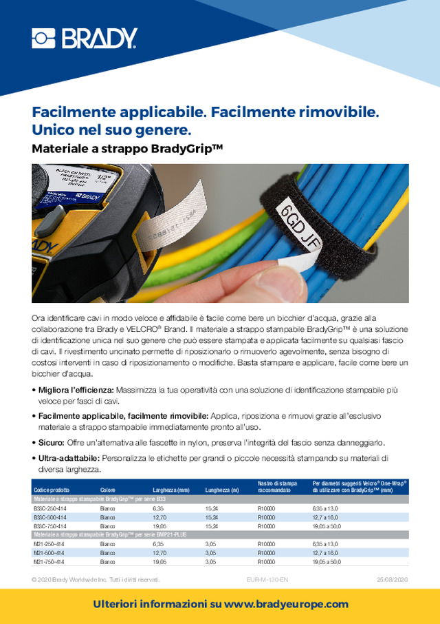 Materiale a strappo BradyGrip™