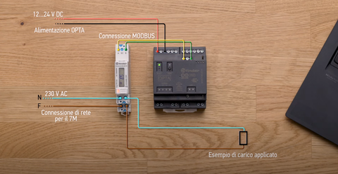 Opta, un esempio di applicazione con un contatore di energia Finder Serie 7M