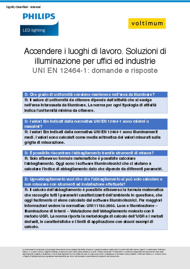 UNI EN 12464-1: domande e risposte
