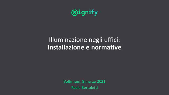 Presentazione del webinar "Illuminazione negli uffici: installazione e normative"