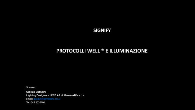 PROTOCOLLO WELL v2 ® E ILLUMINAZIONE