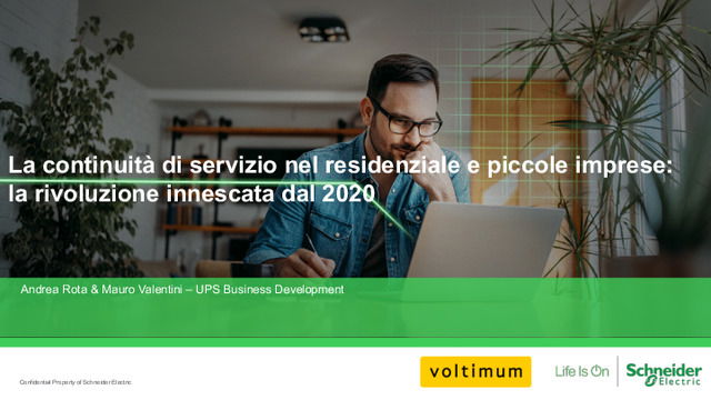 Presentazione webinar "La continuità di servizio nel residenziale e piccole imprese: la rivoluzione innescata dal 2020"