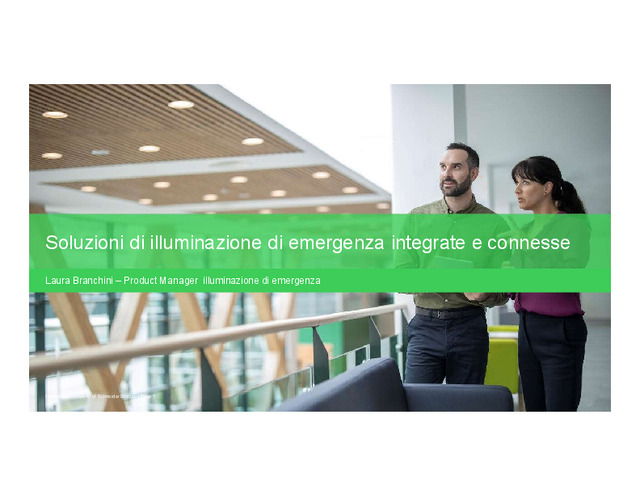 Presentazione del webinar "Soluzioni di illuminazione di emergenza integrate e connesse"