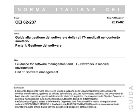 Scopri la Guida CEI 62-237: “Guida alla gestione del software e delle reti IT-medicali nel contesto sanitario. Parte 1: gestione del software”