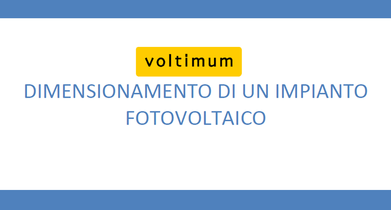 Dimensionamento impianto fotovoltaico