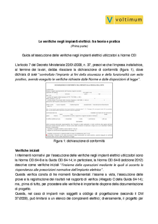Le verifiche negli impianti elettrici: tra teoria e pratica (Prima parte)