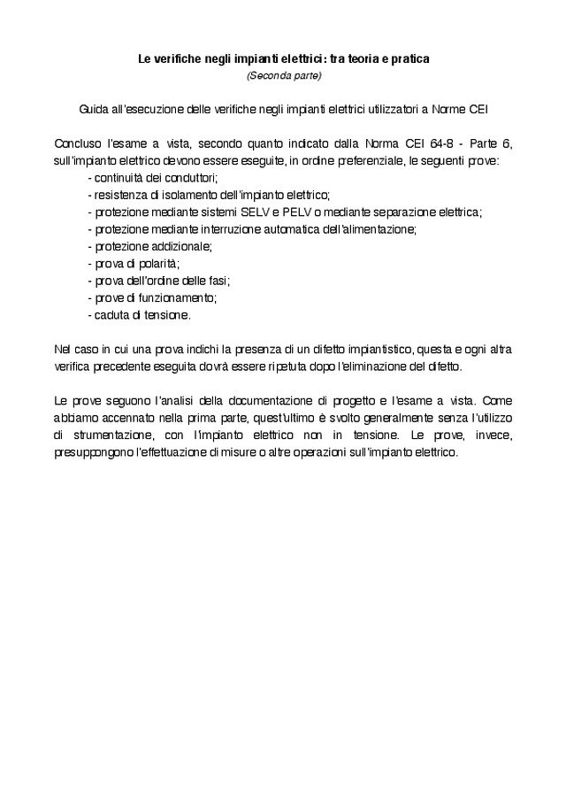 Le verifiche negli impianti elettrici: tra teoria e pratica (Seconda parte)