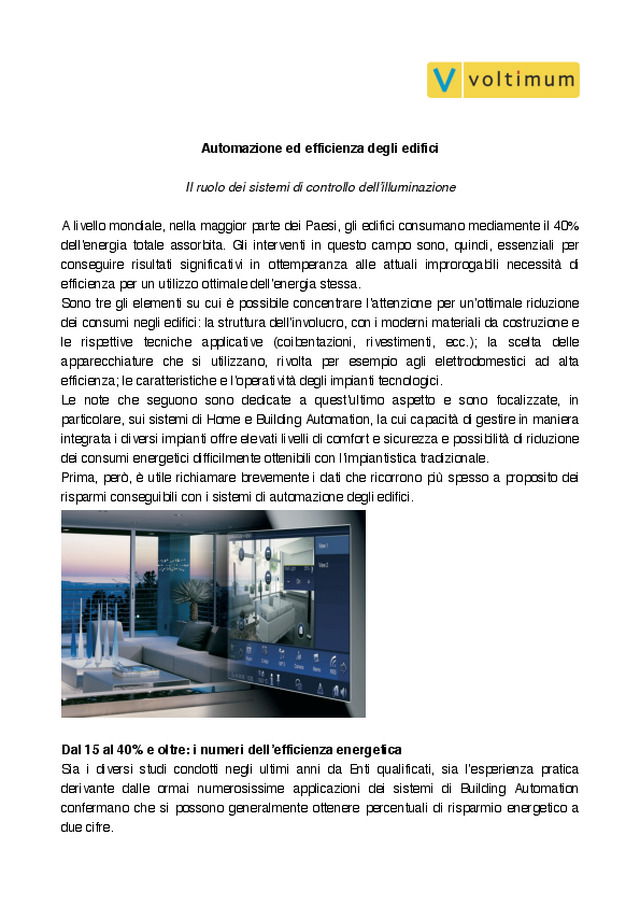 Automazione ed efficienza degli edifici