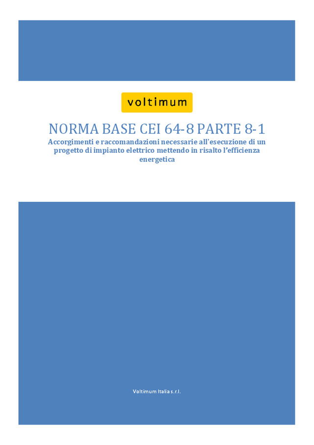 Norma base CEI 64-8 Parte 8-1