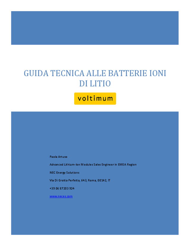 GUIDA TECNICA ALLE BATTERIE IONI DI LITIO