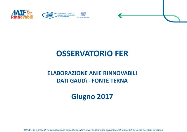 Osservatorio FER - dati Gaudì - Giugno 2017