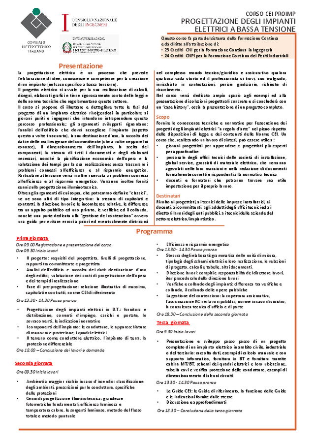 Programma corso CEI PROIMP - AULA