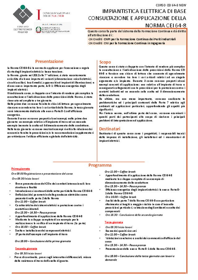 Programma Corso CEI 64-8 NEW - AULA