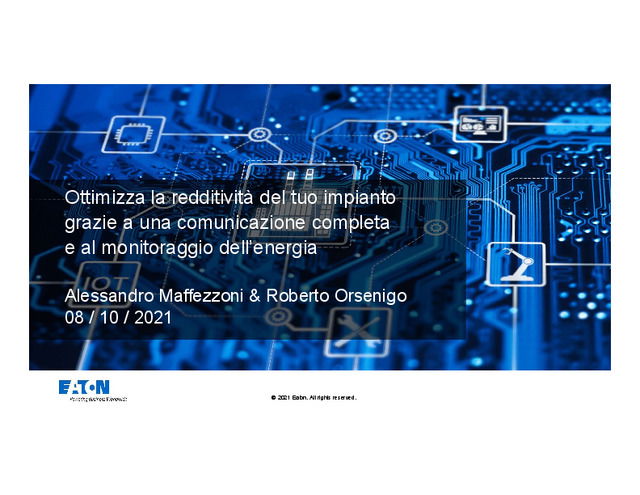 Presentazione del webinar "Come ottimizzare la redditività del tuo impianto grazie a una comunicazione completa e al monitoraggio dell’energia"