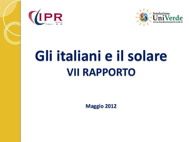 Gli italiani scelgono il fotovoltaico - Indagine IPR