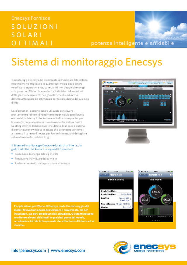 Enecsys pubblica la brochure del sistema di monitoraggio dei micro inverter