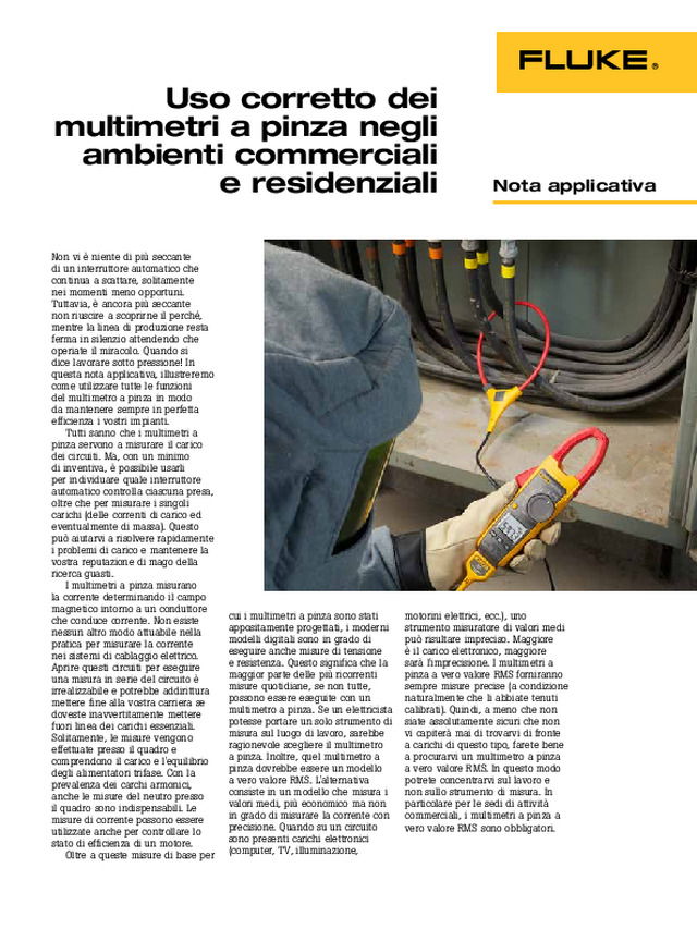 Uso corretto dei multimetri a pinza negli ambienti commerciali  e residenziali