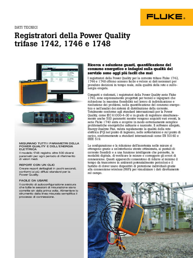 Registratori della Power Quality trifase 1742, 1746 e 1748
