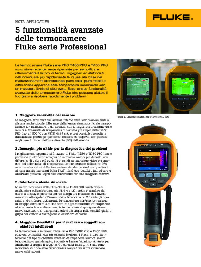5 funzionalità avanzate delle termocamere Fluke serie Professional
