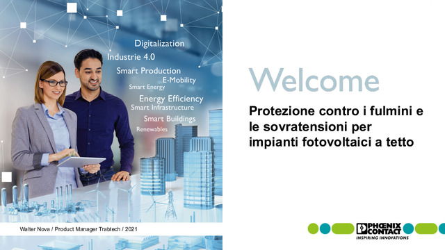 Presentazione del webinar "Protezione contro i fulmini e le sovratensioni per impianti fotovoltaici"
