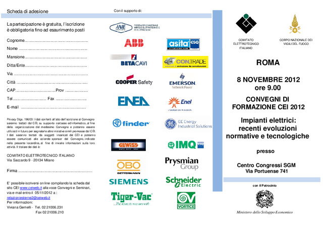 Prysmian conclude il ciclo di Convegni Istituzionali CEI dell’anno 2012 con la tappa finale di Roma dell’8 novembre