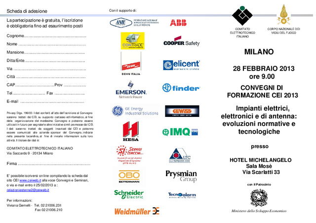 Prysmian Cavi e Sistemi Italia sponsor dei Convegni Istituzionali CEI 2013