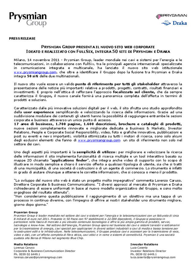 Alla scoperta del nuovo sito web di Prysmian Group