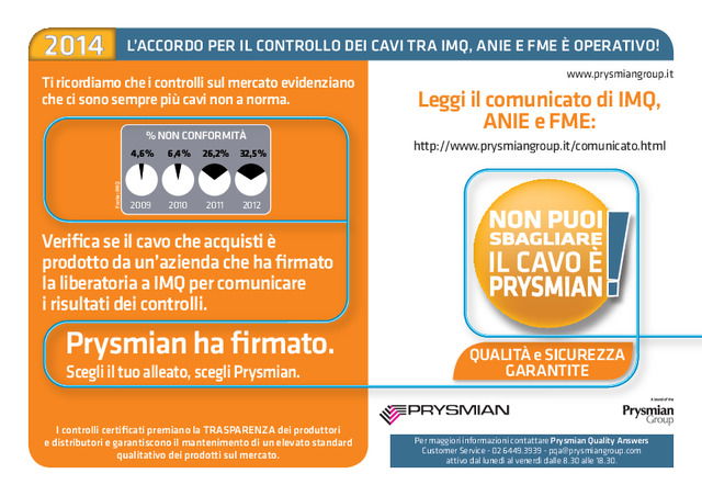 L’ACCORDO PER IL CONTROLLO DEI CAVI TRA IMQ, ANIE E FME È OPERATIVO!